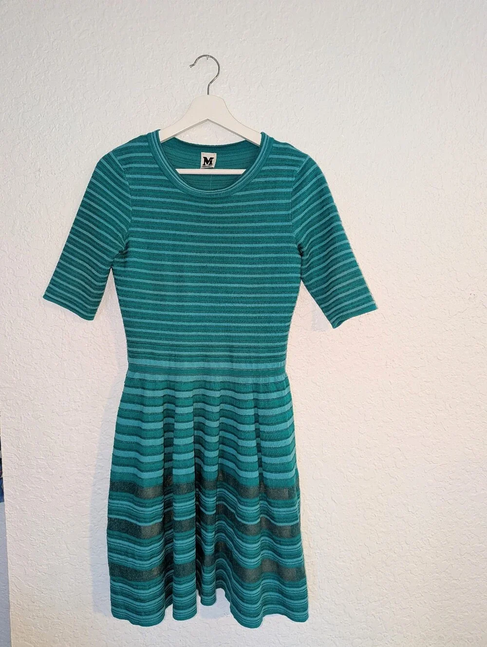 M by Missoni Teal Striped Knit Midi Dress - Picture 2 of 3